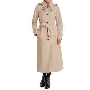 London Fog Classic Removable Thick Plaid Zipper Liner Tan Trench Coat